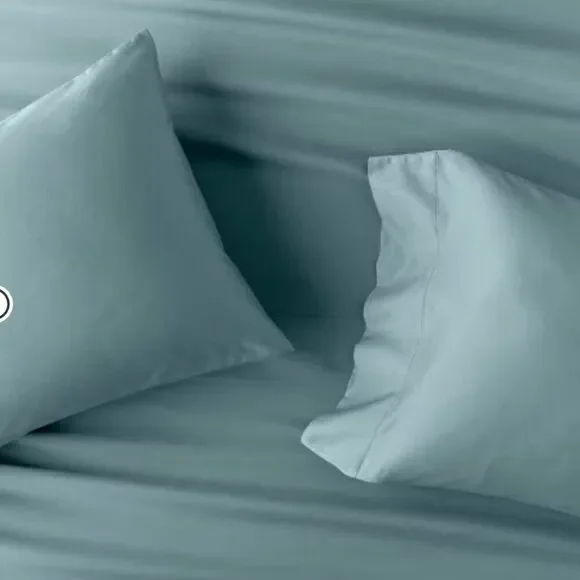 CASALUNA Thread Count Washed Supima Sateen Light Teal Solid Sheet Set NWT king - Picture 3 of 8